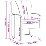 Dining Chairs with Wheels 2 pcs Cream 57 x 67 x 95 cm Fabric 42017854