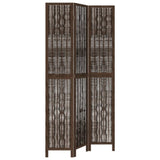 Room Divider 3 Panels Dark Brown Solid Wood Paulownia 358656