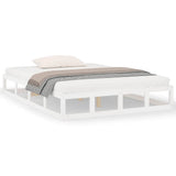 Bed Frame without Mattress White 135x190 cm Double Double Solid Wood 820837