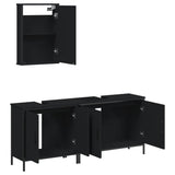3 Piece Bathroom Furniture Set Black Engineered Wood 3214790
