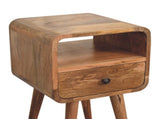 Solid Wood Mini Oak-ish Curve Open Bedside, 1 Drawer and Open Slot B2743P402936