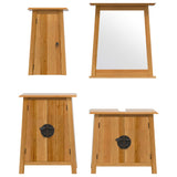 4 Piece Bathroom Furniture Set Solid Wood Pine 3223463