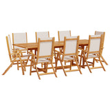 ZNTS 9 Piece Garden Dining Set Solid Wood Acacia and Textilene 3279293