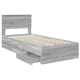 Bed Frame with Drawer Grey Sonoma 100 x 200 cm Engineer Wood 3408017
