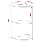 Corner Shelf 2-Tier 41.5 x 41.5 x 72 cm Engineered Wood 8016354