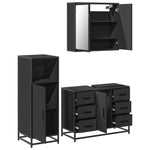 ZNTS 3 Piece Bathroom Furniture Set Black Engineered Wood 3300960