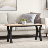 Coffee Table Y-Frame 110x40x45 cm Solid Wood Pine and Steel 3282711