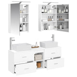 Bathroom Furniture Set 5 pcs White Engineered Wood and Glass 3406831