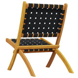 Folding Garden Chairs 2 pcs Black Solid Wood Acacia and Fabric 366510