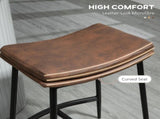 Breakfast Bar Stools Set of 2, Microfibre Upholstered Barstools, Industrial Bar Chairs with Curved T3398P343475