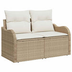 Garden Sofa with Cushion Beige 121 x 62 x 69cm Poly Rattan 42006726