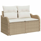 Garden Sofa with Cushion Beige 121 x 62 x 69cm Poly Rattan 42006726