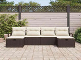 Sofa Set with Cushion Manual 6 pcs Brown and Cream Poly Rattan 3359217