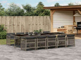 11 Piece Garden Dining Set with Cushions Mix Beige Poly Rattan 3210936