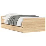 Bed Frame with Drawers without Mattress Sonoma Oak 90x200 cm 3207373
