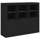 Sideboard Set of 3 Black Engineered wood, Glass Sideboard 3209101