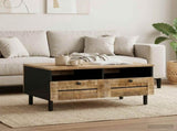 Coffee Table Brown and Black 80 x 54 x 40 cm Solid Mango Wood 4018857