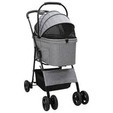Folding Pet Stroller Adjustable Grey 81 x 47 x 99 cm Polyester 42012436