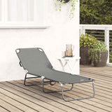 Folding Sun Lounger Folding Grey 188 x 57 x 86.5 cm Polyester 42003143