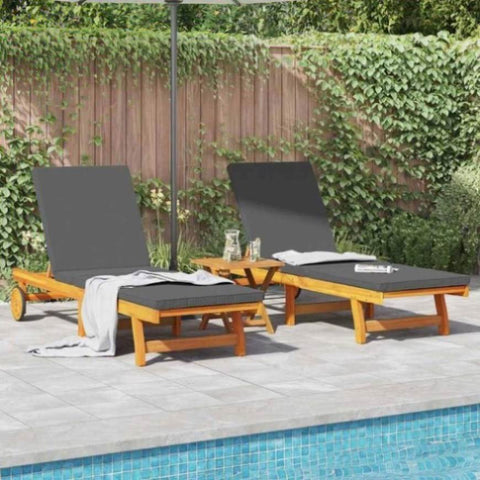 Sun Lounger 2 pcs Brown 63 x 199 x 85cm Solid Acacia wood 3325195