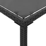 Garden Table Black Poly Rattan, Powder-Coated Steel, Tempered Glass 365072
