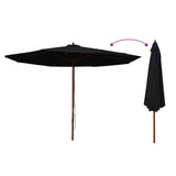 Garden Parasol Black Bamboo, hardwood, polyester Large Foldable 47138