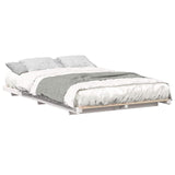 Bed Frame White 140 x 190 cm Solid Pine Wood 873077