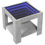 ZNTS Coffee Table with LED Concrete Grey 53x53x45 cm Engineered Wood 847542