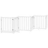 Dog Gate with Door Foldable 6 Panels White 300 cm Solid Wood Fir 352277