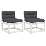 Garden Sofas with Cushions 2pcs White Solid Wood Pine 844705