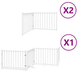 Dog Gate with Door Foldable 8 Panels White 640 cm Poplar Wood 3155730