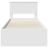 Bed Frame with Headboard White 75 x 190 cm Engineered Wood 3408718
