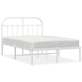 Bed Frame White Powder-coated Steel Double Bed Frame 353682