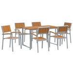 Garden Dining Set 7 pcs Grey and brown 140 x 80 x 75 cm 3284352
