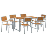 Garden Dining Set 7 pcs Grey and brown 140 x 80 x 75 cm 3284352