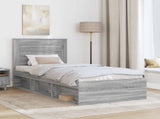 Bed Frame with Drawer Grey Sonoma 90 x 200 cm Solid Pine Wood 3410141