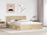 Bed Frame Sonoma Oak 150 x 200 cm Solid Pine Wood 3410994