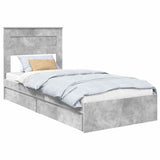 Storage Bed Concrete Grey 100 x 200 cm Engineered Wood 3409935