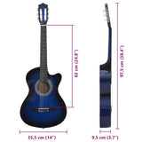 Western Classical Cutaway Guitar with 6 Strings Blue Shaded 38 70134