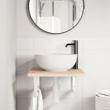 Basin Shelf Wall Mounted Steel and Solid Wood Oak 3302382