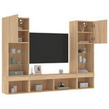 5 Piece TV Wall Units with LED Sonoma Oak Engineered Wood 3216692