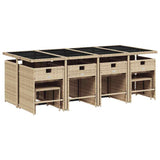 13 Piece Garden Dining Set with Cushions Beige Poly Rattan 3211162