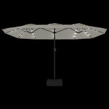 Double-Head Garden Parasol with LEDs Sand White 449x265 cm 362953