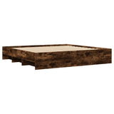 Bed Frame without Mattress Smoked Oak 180x200 cm Super King Engineered Wood 3295636