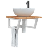 Basin Shelf Wall Mounted Steel and Solid Wood Oak 3302394