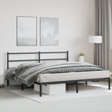 Metal Bed Frame without Mattress with Headboard Black 180x200cm 355369