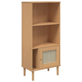 Bookcase SENJA Rattan Look Brown 60x35x130 cm Solid Wood Pine 358058