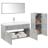 4 Piece Bathroom Furniture Set Concrete Grey Engineered Wood 3324884