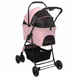 Folding Pet Stroller Adjustable Pink 81 x 47 x 99 cm Polyester 42012432