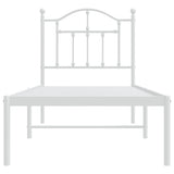 Metal Bed Frame without Mattress with Headboard White 75x190cm 353478